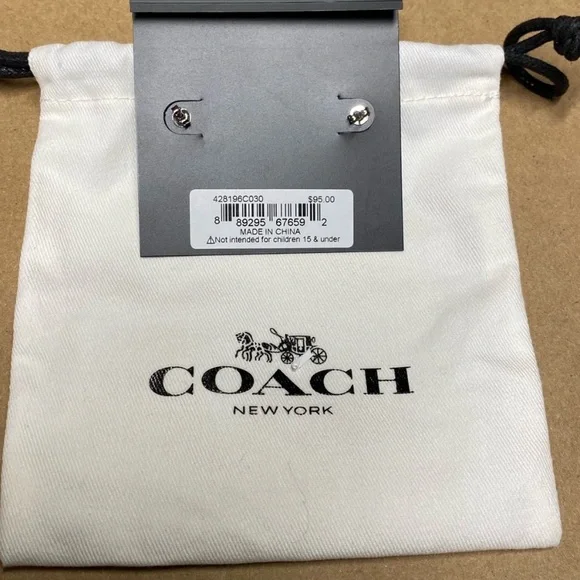 Coach Drop Heart Earrings w/Signature C - Picture 4 of 5